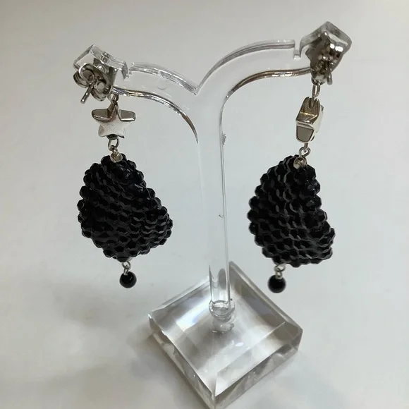 KVITKA CREATIONS Starry Night Black Beaded Stud Earrings - Picture 6 of 6